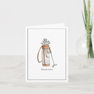 Tarjeta De Agradecimiento Bolso de golf acuarela Golfista Doble