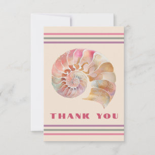 Tarjeta De Agradecimiento Bolso Nautilus con Monograma Playero y Rayas Elega