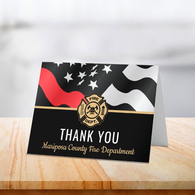 Tarjeta De Agradecimiento Bombardero del Departamento de Bomberos de Primera (First Responder Fire Department Firefighter Thank You Card)