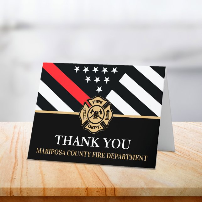 Tarjeta De Agradecimiento Bomberos: Departamento de Bomberos: Primer Respond (Firefighter Fire Department Flag First Responder Thank You Card)