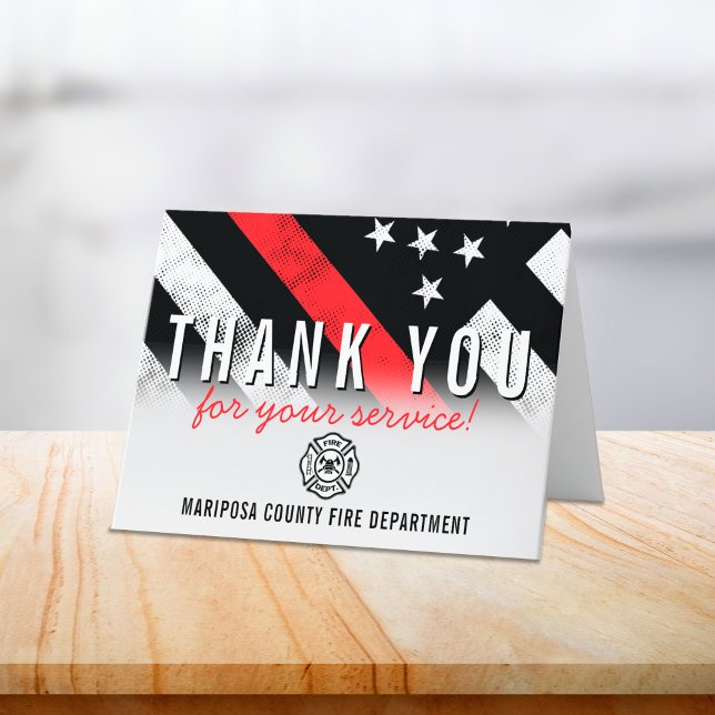 Tarjeta De Agradecimiento Bomberos: Departamento de Bomberos: Primer Respond (Firefighter Fire Department Flag First Responder Thank You Card)