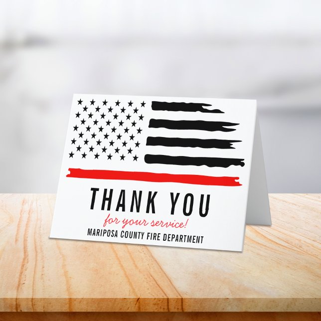 Tarjeta De Agradecimiento Bomberos: Departamento de Bomberos: Primer Respond (Firefighter Fire Department Flag First Responder Thank You Card)