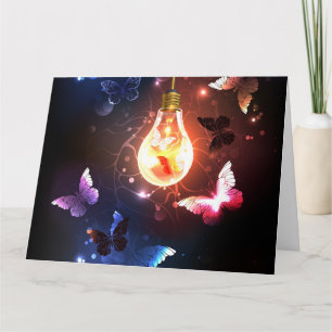 Tarjeta De Agradecimiento Bombilla brillante con mariposas nocturnas