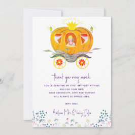 Tarjeta De Agradecimiento Bompkin Princess Carriage Flores salvajes Cumpleañ