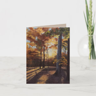 Tarjeta De Agradecimiento Bonita carta de arte de árboles de otoño en blanco