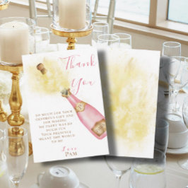 Tarjeta De Agradecimiento Bonita champagne rosa Bubbly Brunch Birday Party