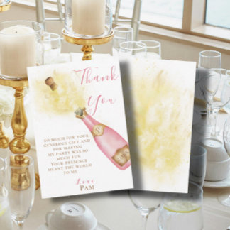 Tarjeta De Agradecimiento Bonita champagne rosa Bubbly Brunch Birday Party