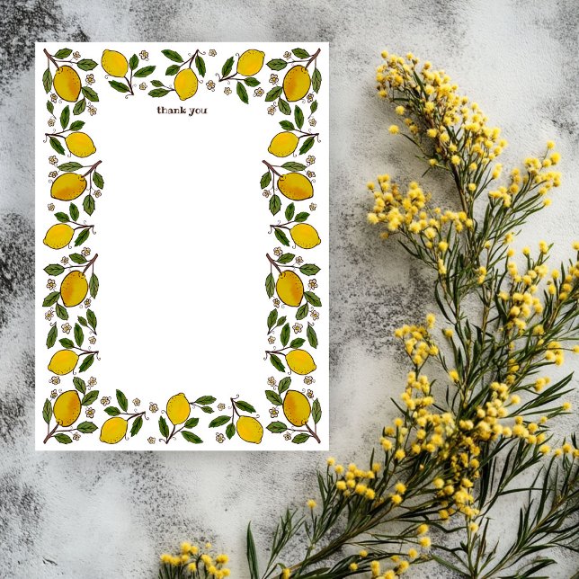 Tarjeta De Agradecimiento Bonita DUCHA BRIDAL Summer PERSONALIZADO Lemons (Lovely Lemons CUSTOM Summer BRIDAL SHOWER Thank You Card
)