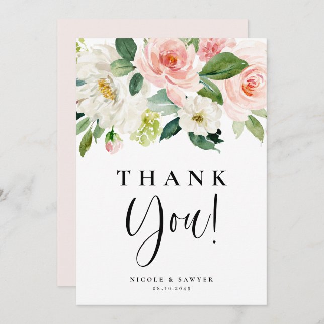 Tarjeta De Agradecimiento Bonito acuática Boda de flores de jardín (Anverso / Reverso)