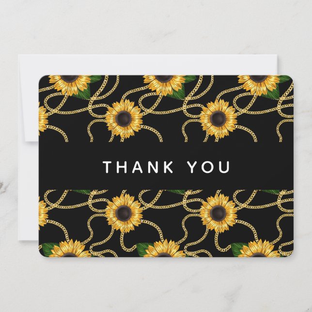 Tarjeta De Agradecimiento Bonito Amarillo Sunflowers Patrón De Estilo Gracia (Anverso)
