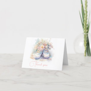 Tarjeta De Agradecimiento Bonito Bebés blancos con flores