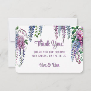 Tarjeta De Agradecimiento Bonito Boda de glicinia morada y rosa