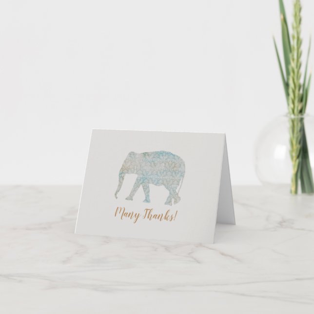 Tarjeta De Agradecimiento Bonito Boho Elephant (Anverso)