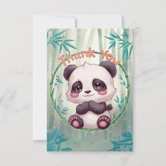 Tarjeta De Agradecimiento Bonito bosque Panda (Anverso)