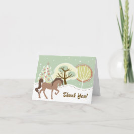 Tarjeta De Agradecimiento Bonito Brown Horse Snowy Winter Forest