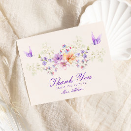 Tarjeta De Agradecimiento Bonito Butterflies Floral Bridal