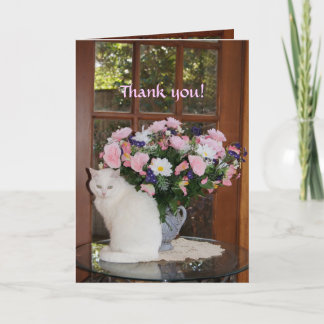Tarjeta De Agradecimiento Bonito de personalizable Gato Blanco Gracias
