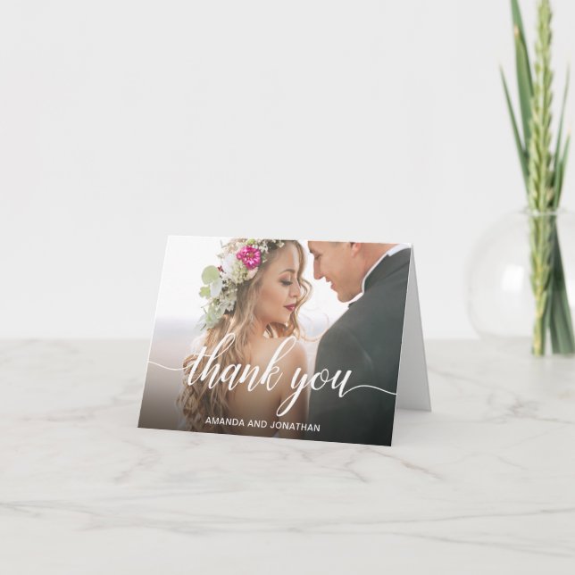 Tarjeta De Agradecimiento Bonito Día de Boda Personalizada Foto Gracias (Anverso)