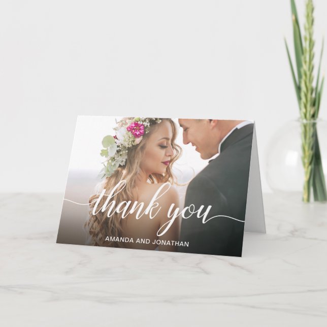 Tarjeta De Agradecimiento Bonito Día de Boda Personalizada Foto Gracias (Anverso)