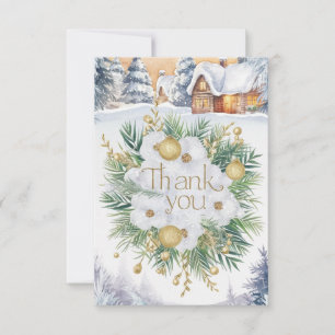 Tarjeta De Agradecimiento Bonito encantada de invierno Felices fiestas