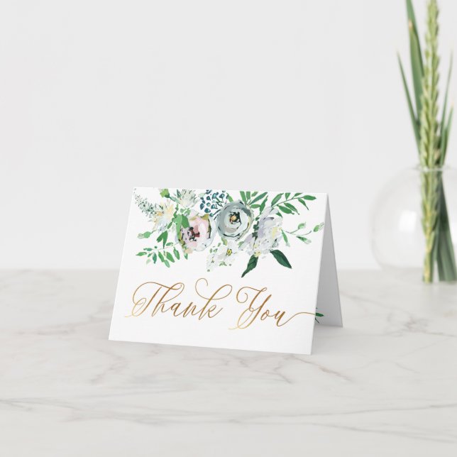 Tarjeta De Agradecimiento Bonito Flor Floral Gouache Boho Personalizado (Anverso)