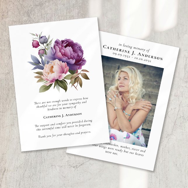 Tarjeta De Agradecimiento Bonito Floral Fotografía Simpatía Funeral Memorial (Subido por el creador)