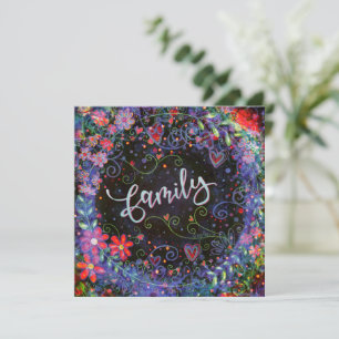 Tarjeta De Agradecimiento Bonito floral Purple Whimsical Family