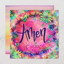 Tarjeta De Agradecimiento Bonito Floral rosa Amén Faith Inspirador
