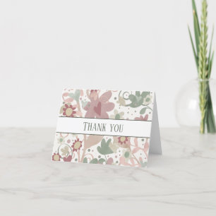 Tarjeta De Agradecimiento Bonito floral rosa Boda elegante de la ingenuidad