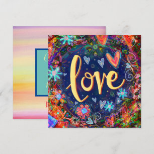 Tarjeta De Agradecimiento Bonito Floral Whimsical Colorous Love Fun