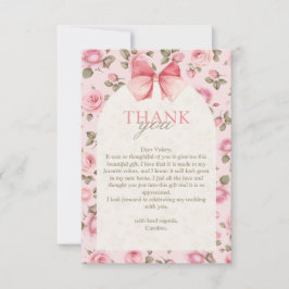 Tarjeta De Agradecimiento Bonito Flores rosa añeja ducha de novia