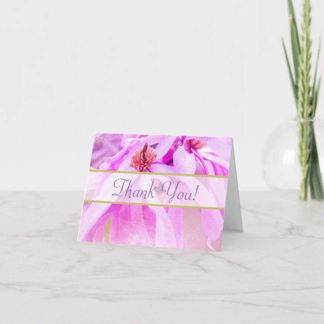 Tarjeta De Agradecimiento Bonito Flores Rosadas Gracias (Anverso)