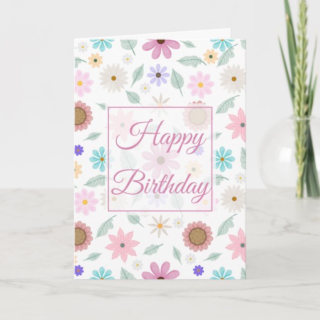 Tarjeta De Agradecimiento Bonito Flores rosas Groovy Diseño Retro (Anverso)