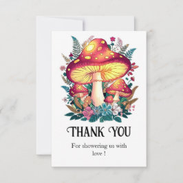 Tarjeta De Agradecimiento Bonito Little Mushroom Baby Shower