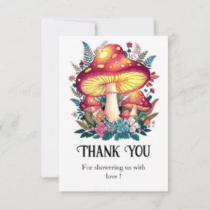 Tarjeta De Agradecimiento Bonito Little Mushroom Baby Shower
