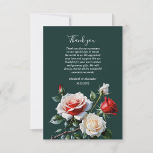 Tarjeta De Agradecimiento Bonito oscuro rosa rosa rojo rosa rosas rojas boda