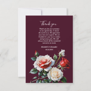 Tarjeta De Agradecimiento Bonito oscuro rosa rosa rojo rosa rosas rojas boda