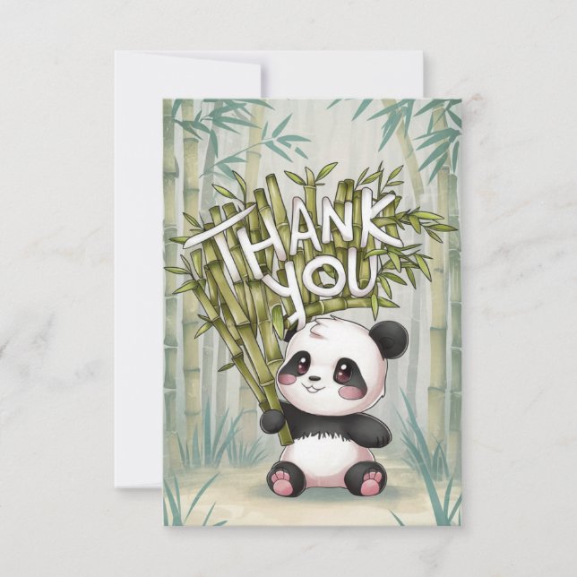 Tarjeta De Agradecimiento Bonito Panda de Madera (Anverso)