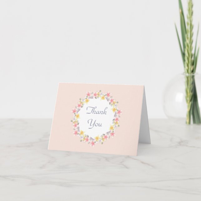Tarjeta De Agradecimiento Bonito Pastel rosa con flor de Lily Wreath (Anverso)