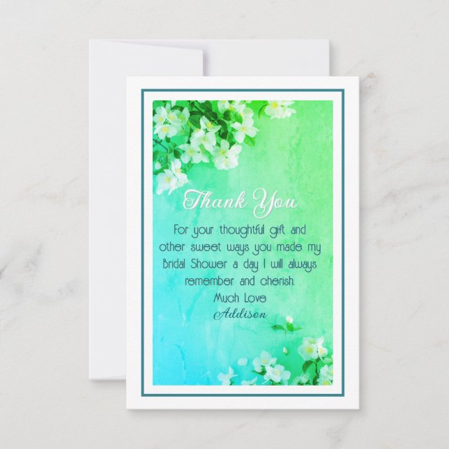 Tarjeta De Agradecimiento Bonito Personalizado Bridal Shower (Anverso)