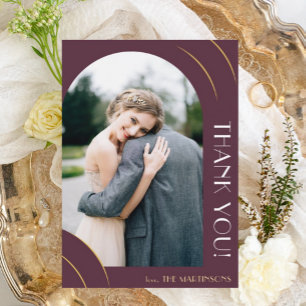 Tarjeta De Agradecimiento Bonito Plum Photo Boda
