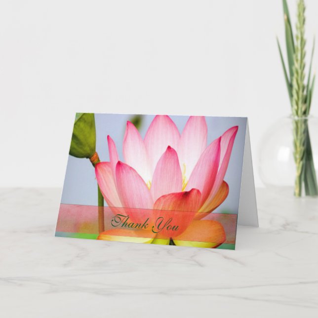Tarjeta De Agradecimiento Bonito Rosa Lotus Flower Gracias (Anverso)