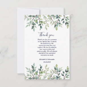 Tarjeta De Agradecimiento Bonito simple minimalista deja ramas boda