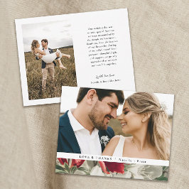 Tarjeta De Agradecimiento Bonito Vintage Winter Florals 2 Photo Boda