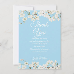 Tarjeta De Agradecimiento Bonito White Blossom Baby Shower Gracias Poema
