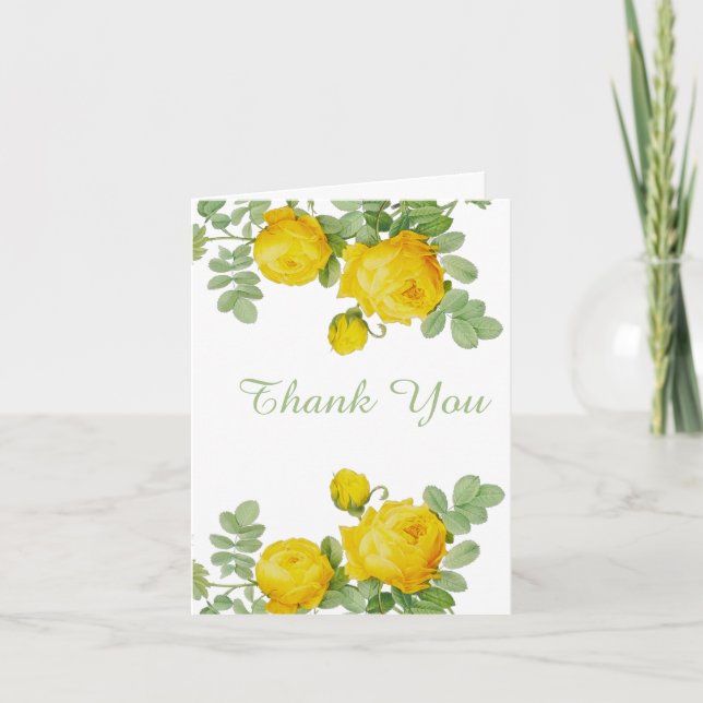 Tarjeta De Agradecimiento Bonito Yellow Rose Boda Gift Gracias (Anverso)