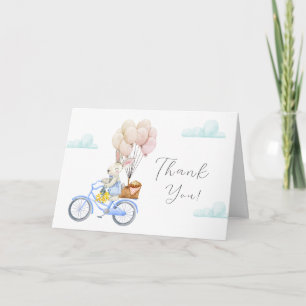 Tarjeta De Agradecimiento Bonjour Bebe Croissant Globo Bicicleta Shower de b