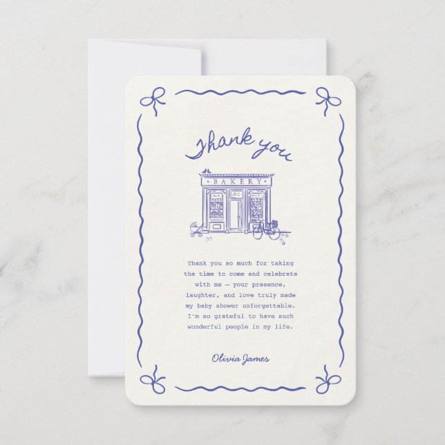 Tarjeta De Agradecimiento Bonjour Bebe French baby shower (Anverso)