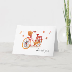 Tarjeta De Agradecimiento Bonjour Bebe Hojas de Otoño Bicicleta Shower de Be