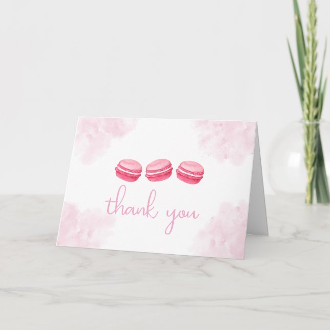 Tarjeta De Agradecimiento Bonjour Bébé Macaron Baby Shower (Anverso)